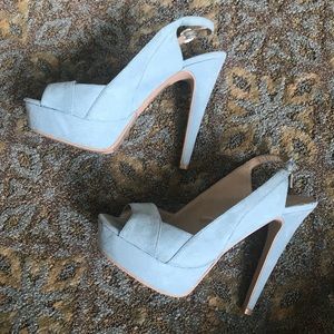 Baby blue faux suede high heel pumps 8.5